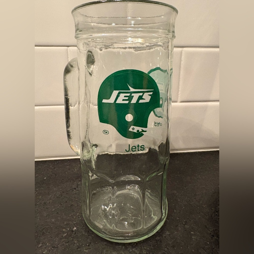NY Jets Glass Beer Mug ~ 20oz